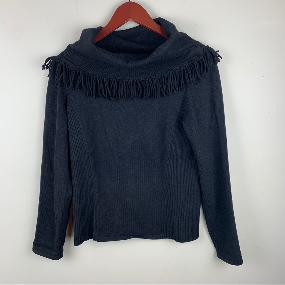 Acorn tassel cowl neck sweater
